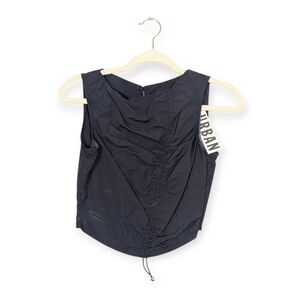 NWT Daisy Street Navy Blue Asymmetric Ruched Crop Top Size S